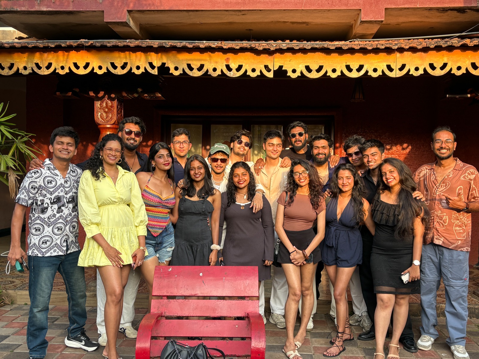 Roava group together at a Goa homestay